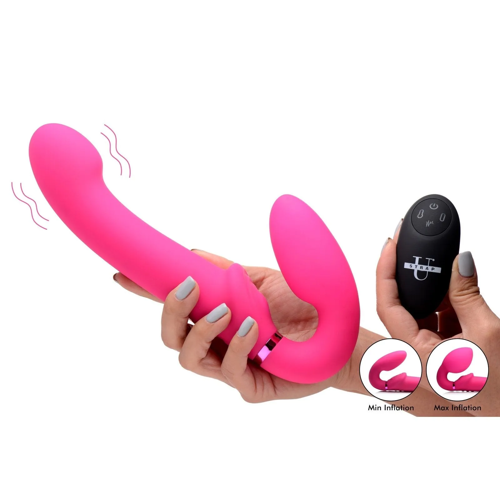 10x Remote Control Ergo-fit G-pulse Inflatable And Vibrating Strapless Strap-on