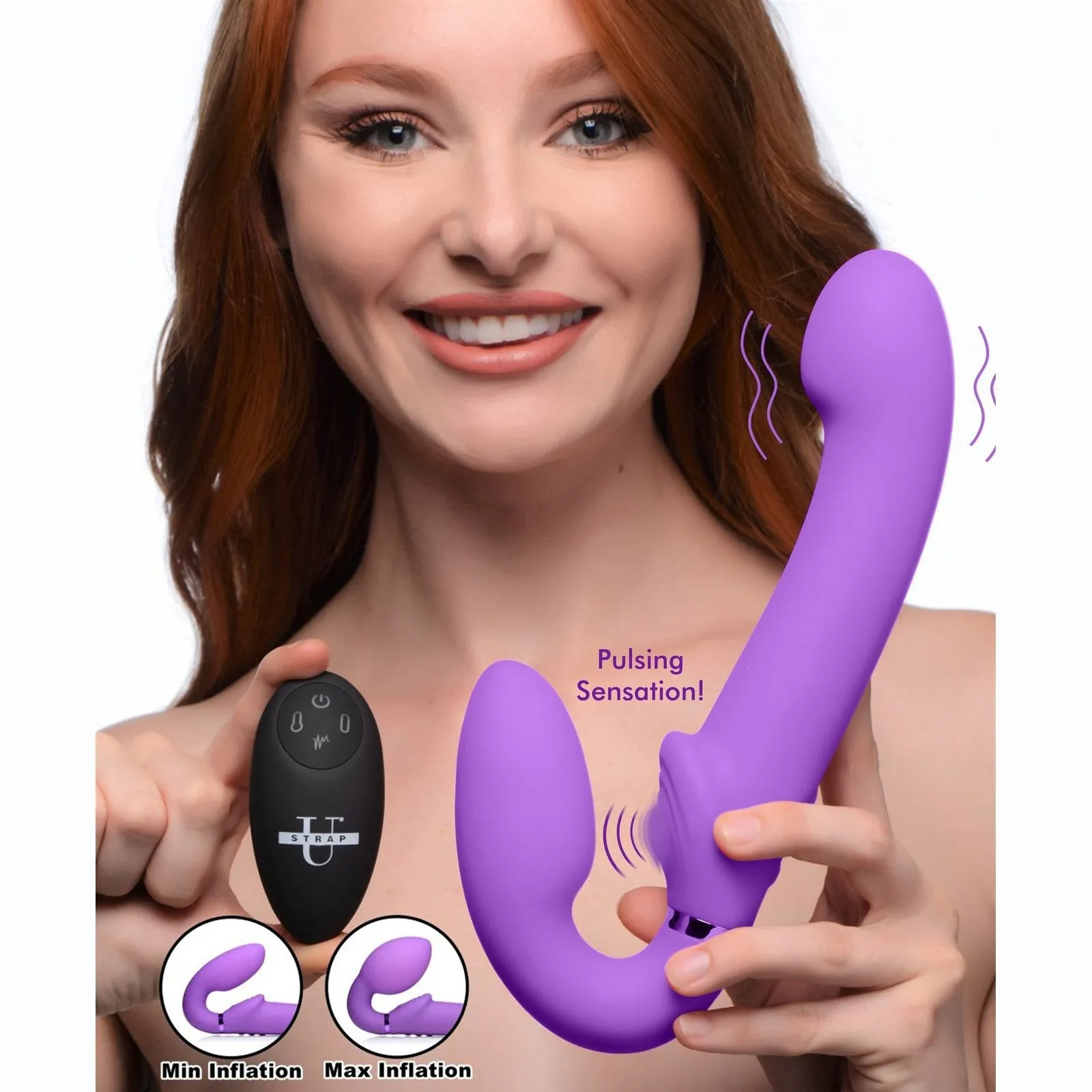 10x Remote Control Ergo-fit G-pulse Inflatable And Vibrating Strapless Strap-on