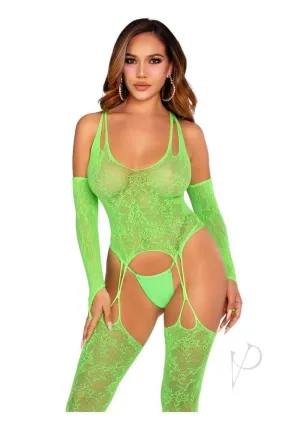 2 Pc Lace Halter Footless Cami Garter Wi