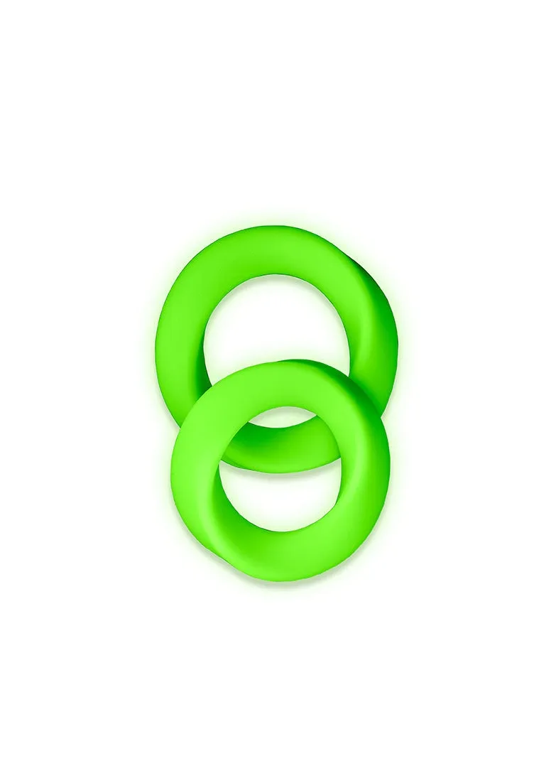 2 Pcs Cock Ring Set - Glow In The Dark