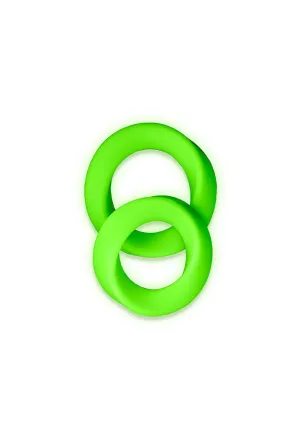 2 Pcs Cock Ring Set - Glow In The Dark