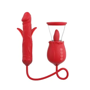 2024 Upgrade Rose Flapping & Realistic G-Spot Dildo and Clitoris Vibrator Plug