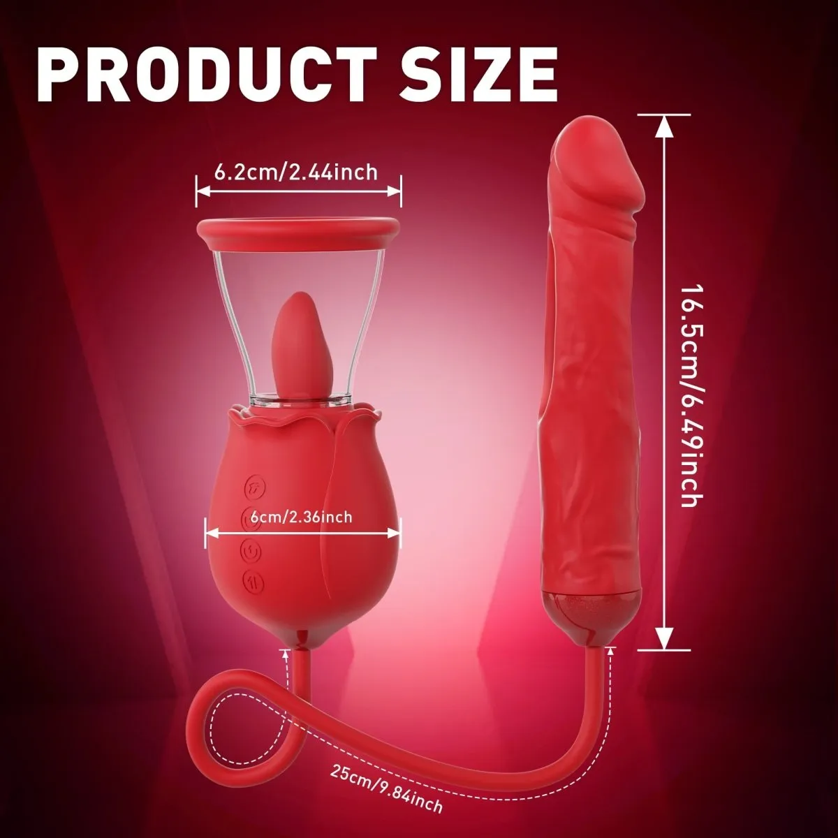 2024 Upgrade Rose Flapping & Realistic G-Spot Dildo and Clitoris Vibrator Plug