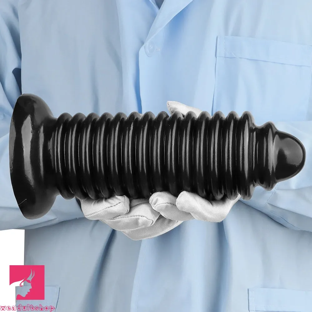 6.88in 9.84in Black Pointed Tip Threaded Big PVC Butt Plug Cock Dildo