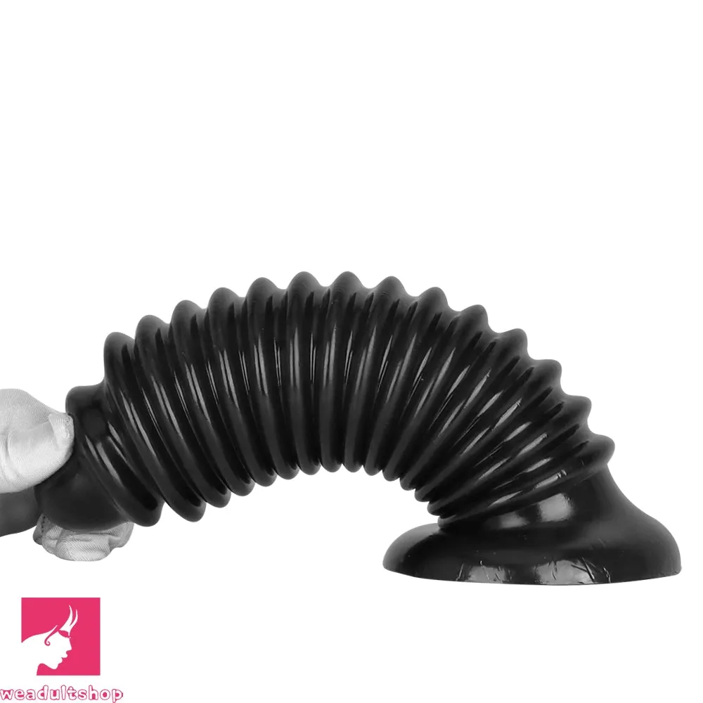 6.88in 9.84in Black Pointed Tip Threaded Big PVC Butt Plug Cock Dildo