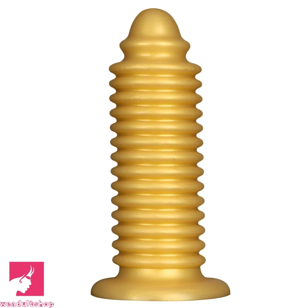 6.88in 9.84in Gold Silicone Threaded Giant Dildo Butt Plug For Anal Expand