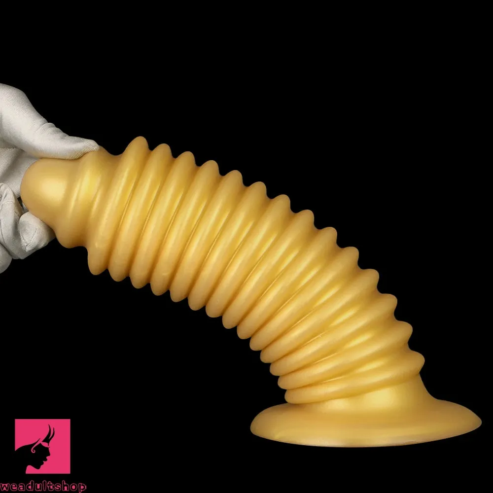 6.88in 9.84in Gold Silicone Threaded Giant Dildo Butt Plug For Anal Expand