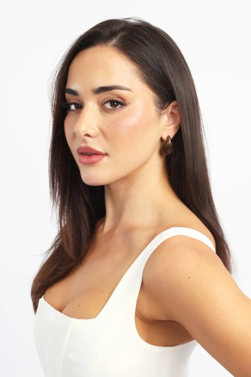 Brown Marbled Teardrop Earrings