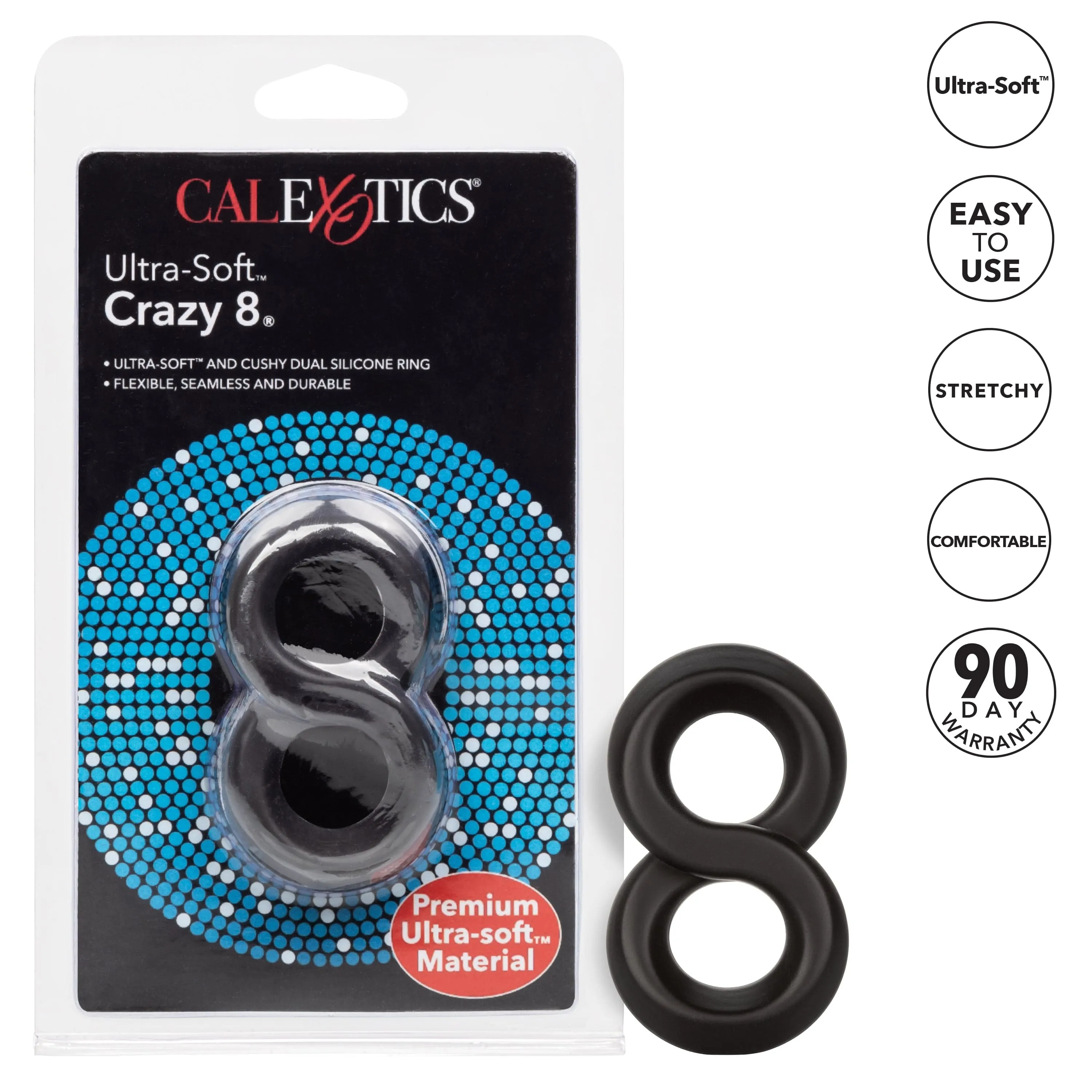 California Exotics - Ultra Soft Crazy 8 Dual Cock Ring (Black)