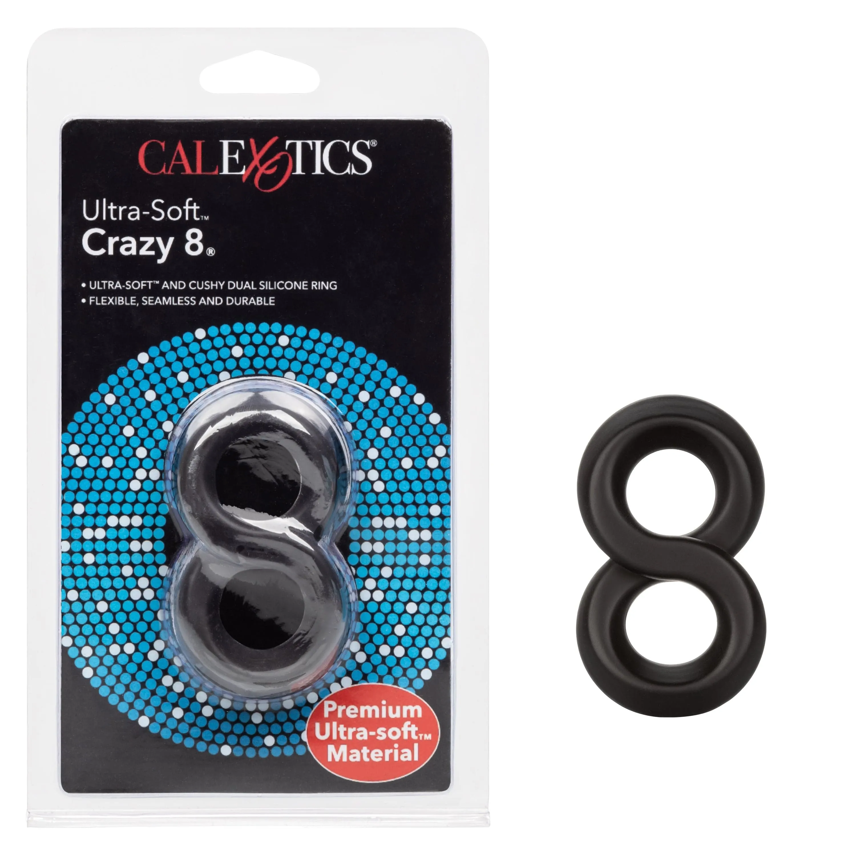 California Exotics - Ultra Soft Crazy 8 Dual Cock Ring (Black)