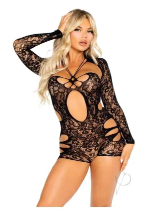 Cut-out Lace Romper With Attached Shrug
