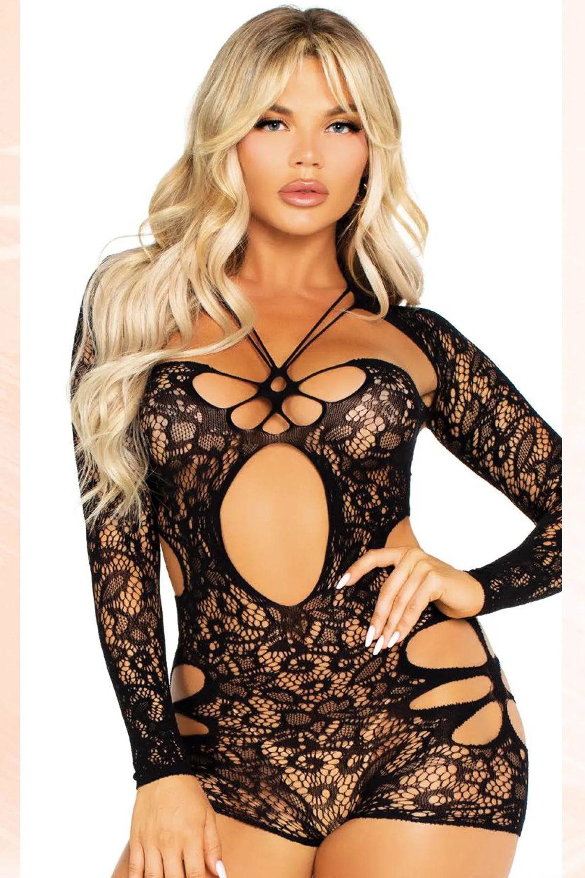 Cut-Out Lace Romper