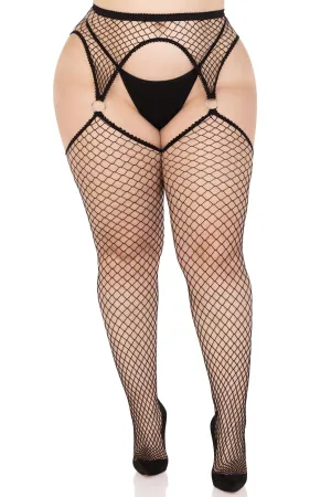 Diamond Net O-Ring Garterbelt Pantyhose