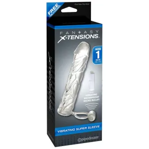 Fantasy X-tensions Vibrating Super Sleeve 1 in. Extension With Ball Strap Clear
