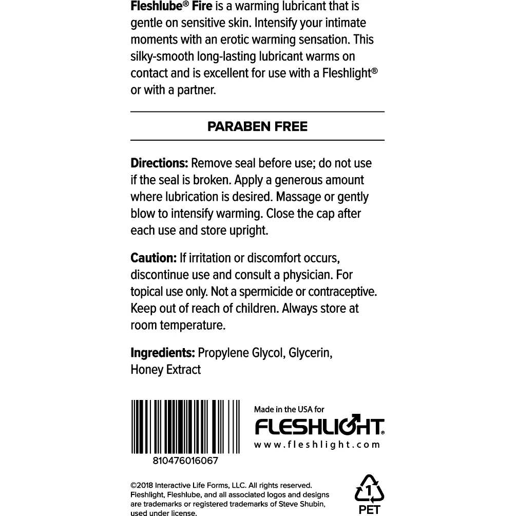 Fleshlube Fire Warming Hypoallergenic Lubricant Masturbator by Fleshlight®