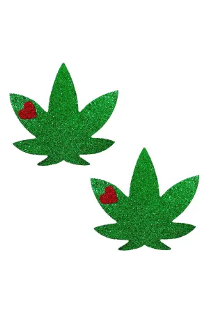 Glitter Green Weed Pasties