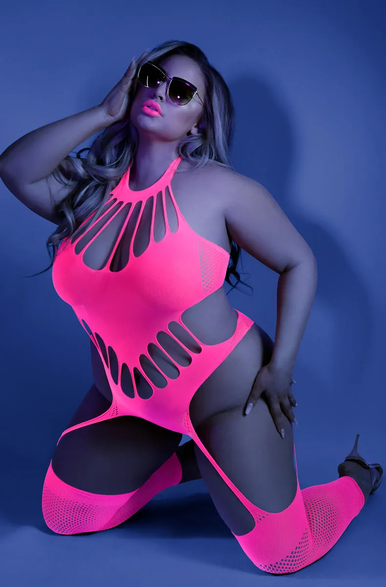 Glow Neon Pink Bodystocking