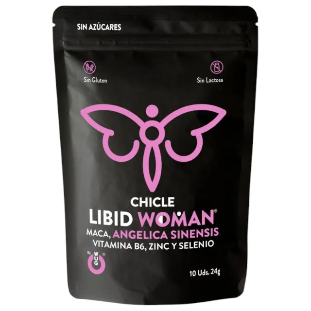 Gumă de mestecat WUG Chicle Libid Woman. pentru libido feminin. cu maca. vitamina B6. zinc și seleniu. fără zahăr. 10 buc