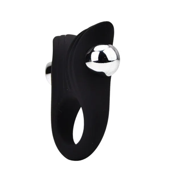 Inel vibrator pentru penis LOVING JOY Textured Cock Ring. pentru stimularea erecției. din silicon flexibil. negru