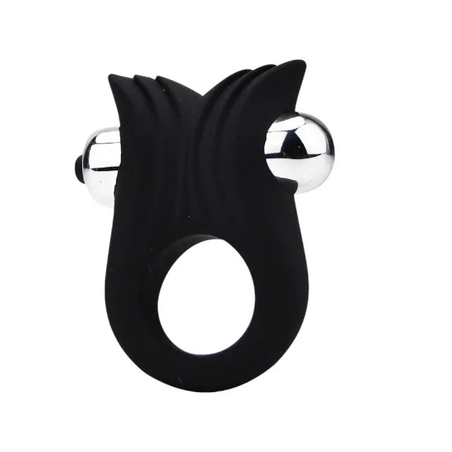 Inel vibrator pentru penis LOVING JOY Textured Cock Ring. pentru stimularea erecției. din silicon flexibil. negru