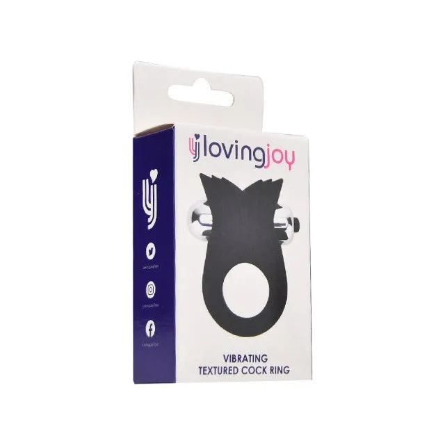 Inel vibrator pentru penis LOVING JOY Textured Cock Ring. pentru stimularea erecției. din silicon flexibil. negru