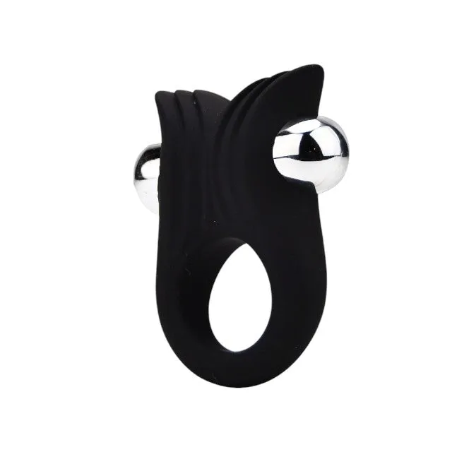 Inel vibrator pentru penis LOVING JOY Textured Cock Ring. pentru stimularea erecției. din silicon flexibil. negru