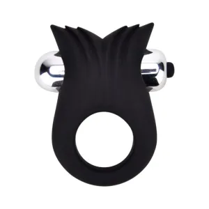 Inel vibrator pentru penis LOVING JOY Textured Cock Ring. pentru stimularea erecției. din silicon flexibil. negru