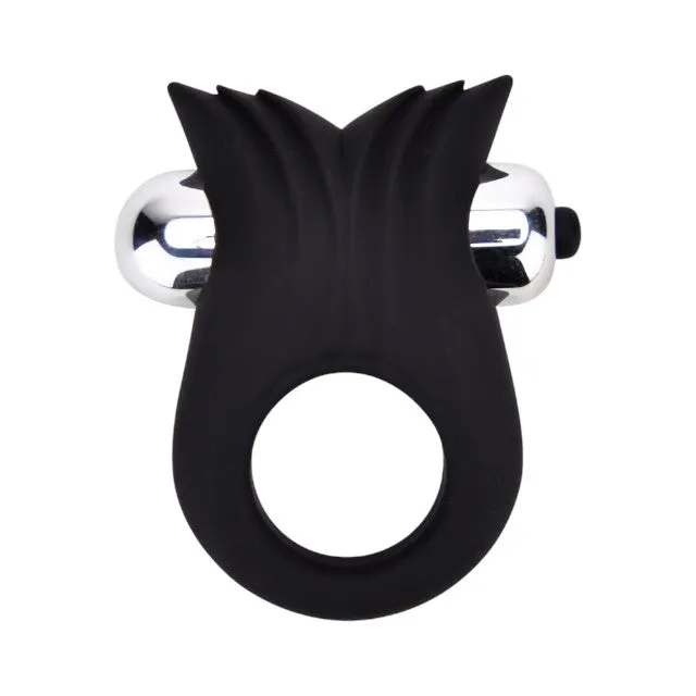 Inel vibrator pentru penis LOVING JOY Textured Cock Ring. pentru stimularea erecției. din silicon flexibil. negru