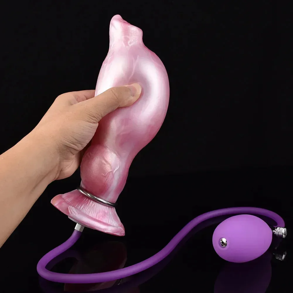 Inflatable Dog Dildo Butt Plug - Exotic Silicone Anal Dildo Expander Vaginal Prostate Toys