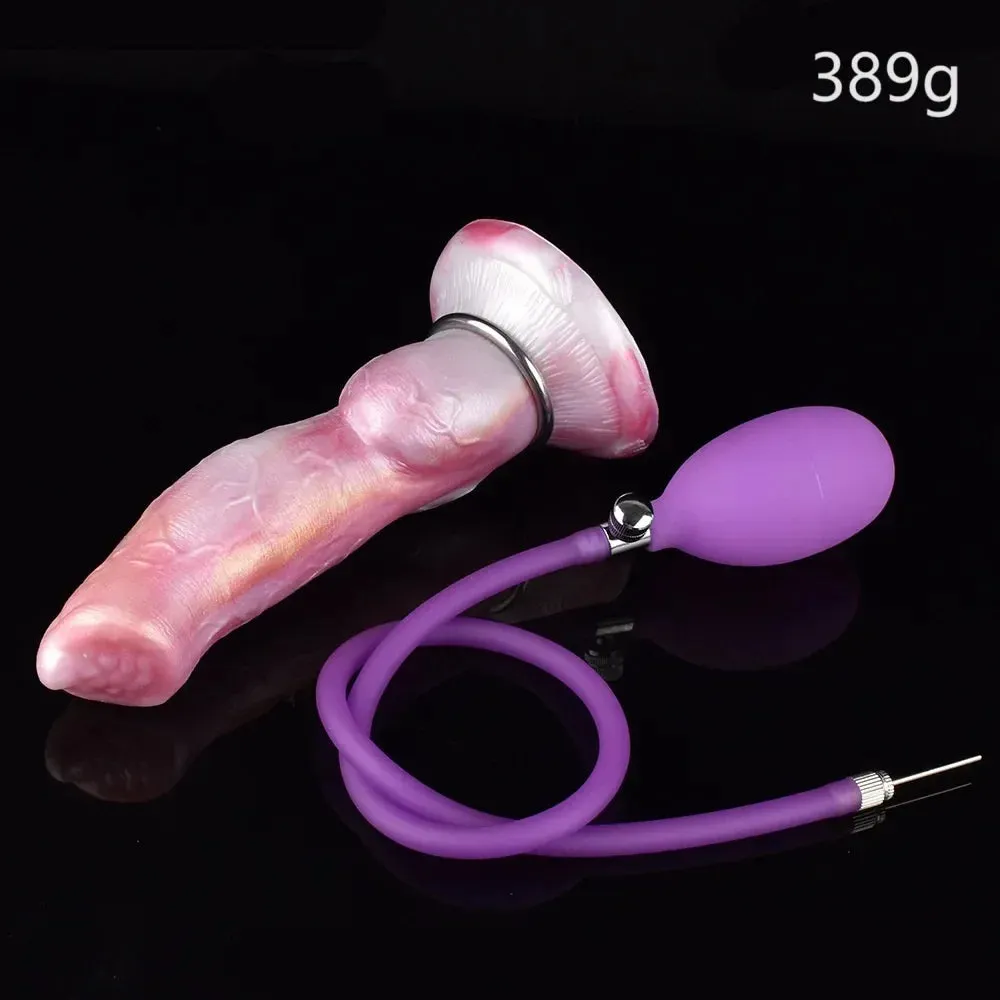 Inflatable Dog Dildo Butt Plug - Exotic Silicone Anal Dildo Expander Vaginal Prostate Toys