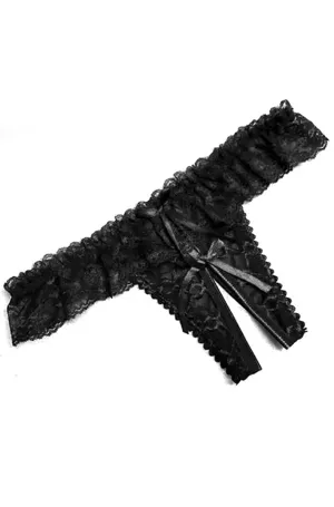 Lace Crotchless Thong