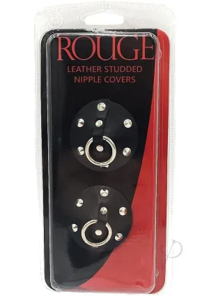 Leather Studded Nipple Covers Blk