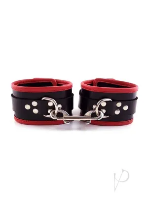 Leather Wrist Cuffs Black/red