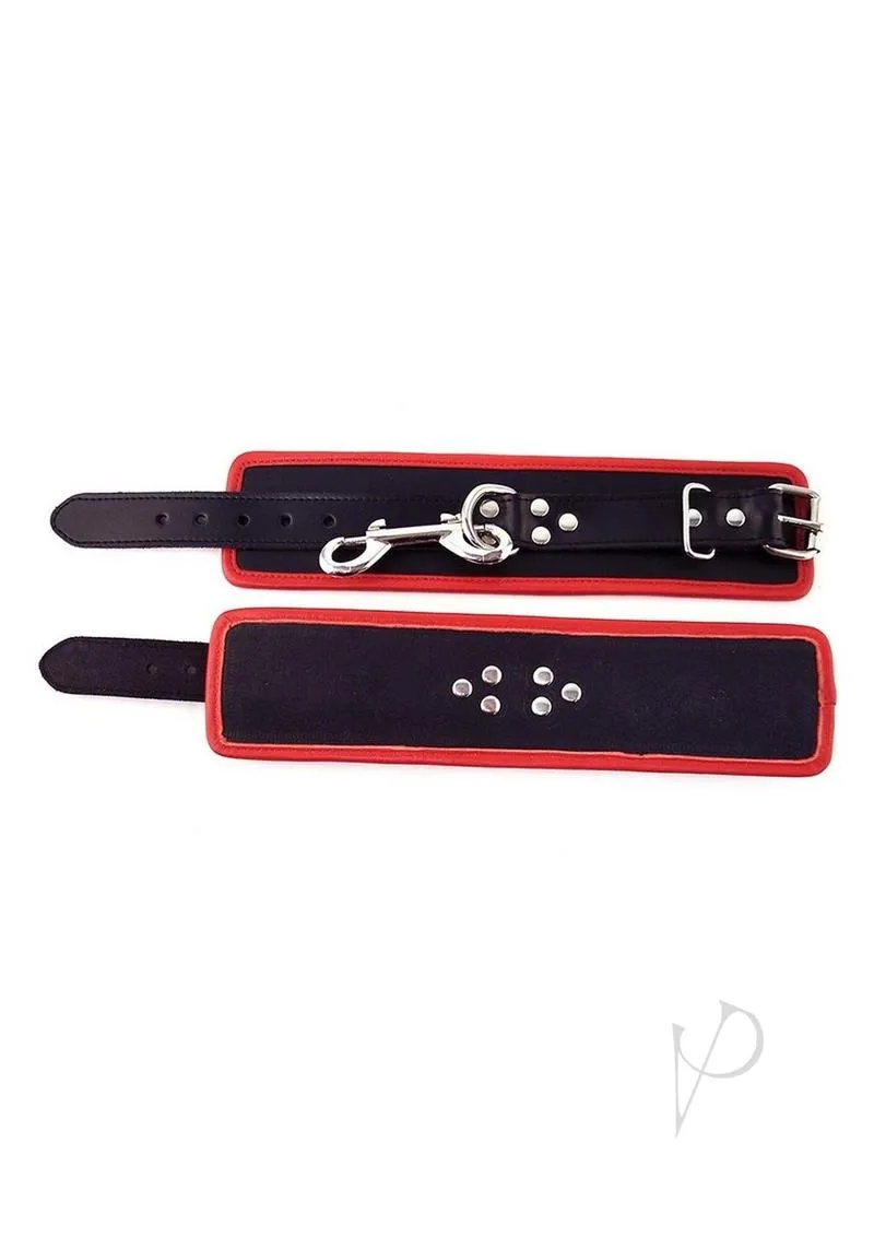 Leather Wrist Cuffs Black/red