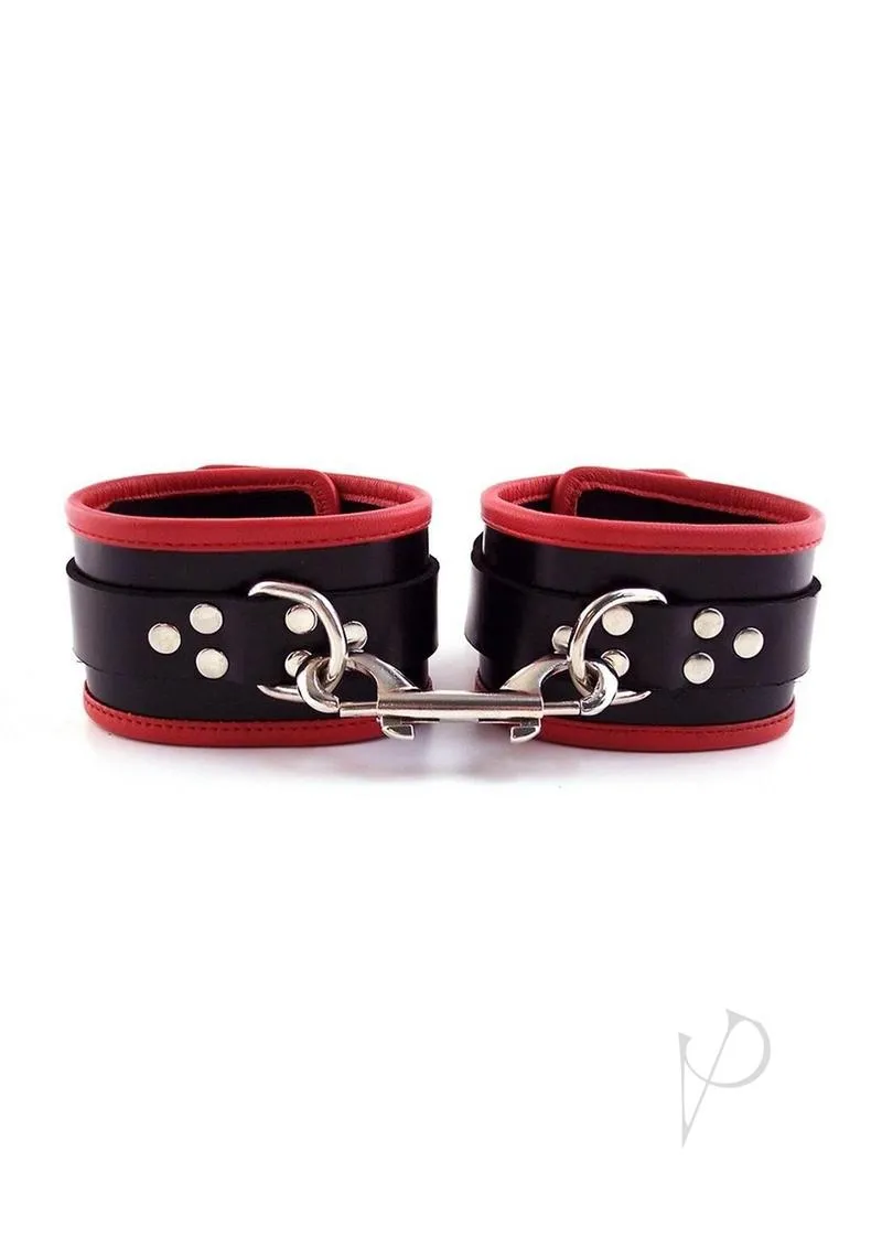 Leather Wrist Cuffs Black/red
