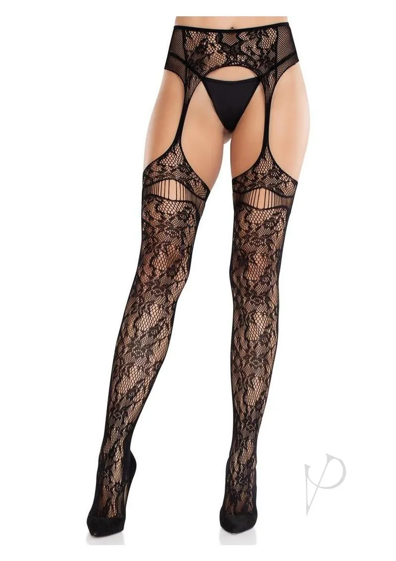 Leg Ave Bloom Stckng Ct Thi Grtr Blk Os