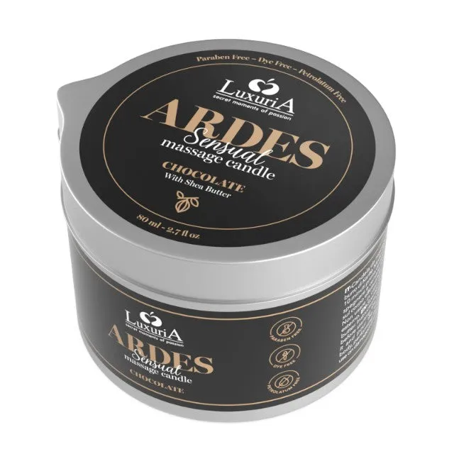 Lumânare pentru masaj LUXURIA Ardes Sensual - Chocolate. cu unt de shea. aromă de ciocolată. 80 ml