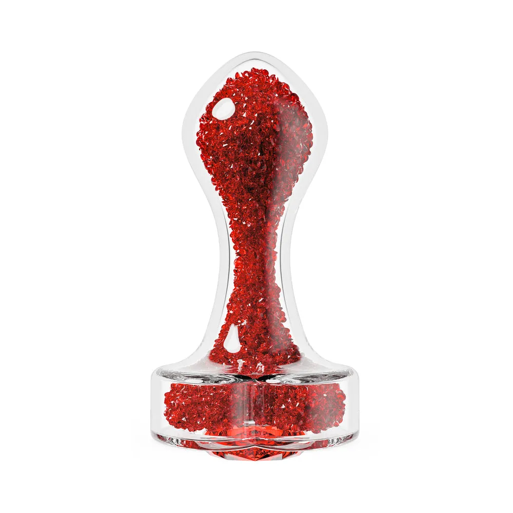 Lustre Glass Butt Plug with Gem Base & Red Crystals (Damaged Box)
