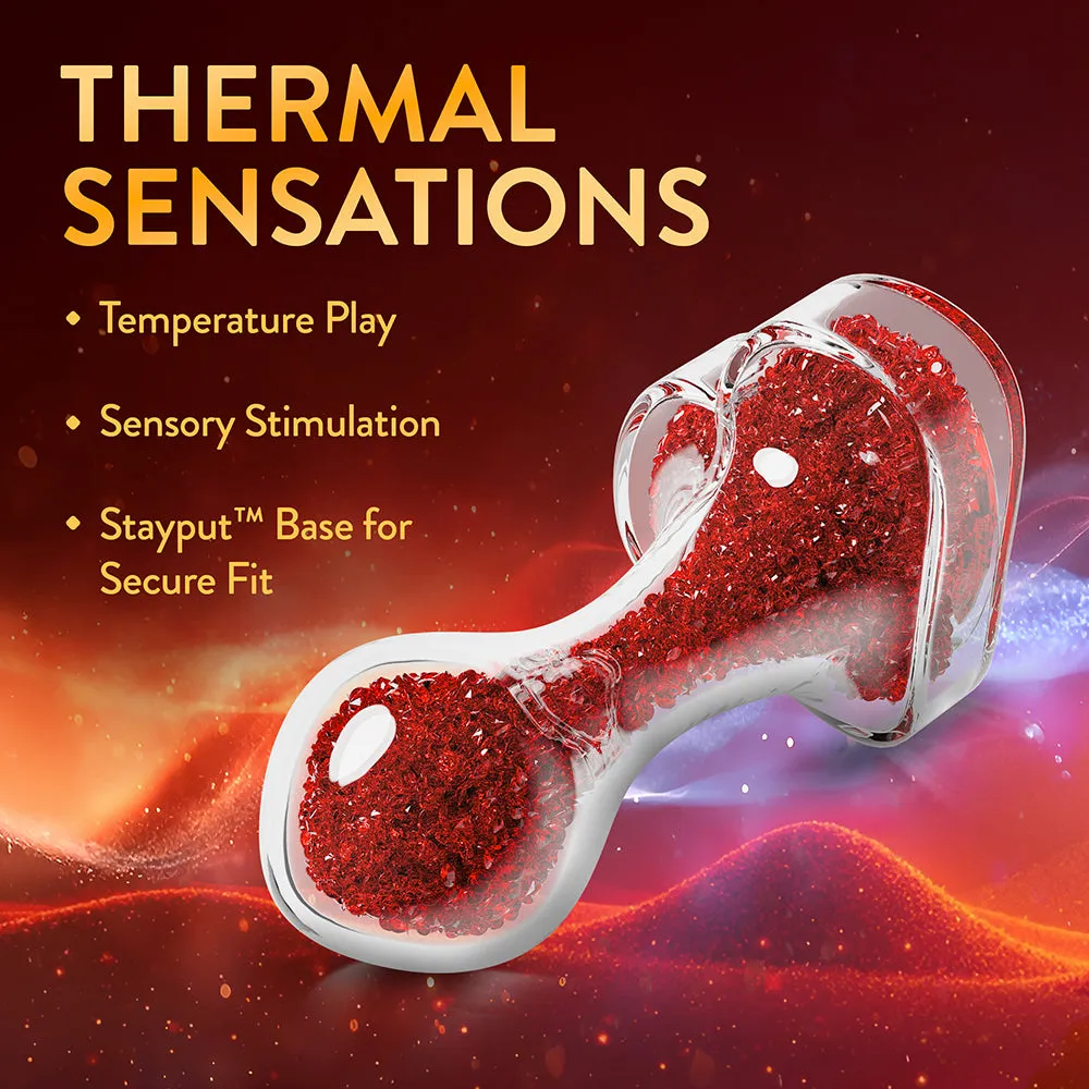 Lustre Glass Butt Plug with Gem Base & Red Crystals (Damaged Box)