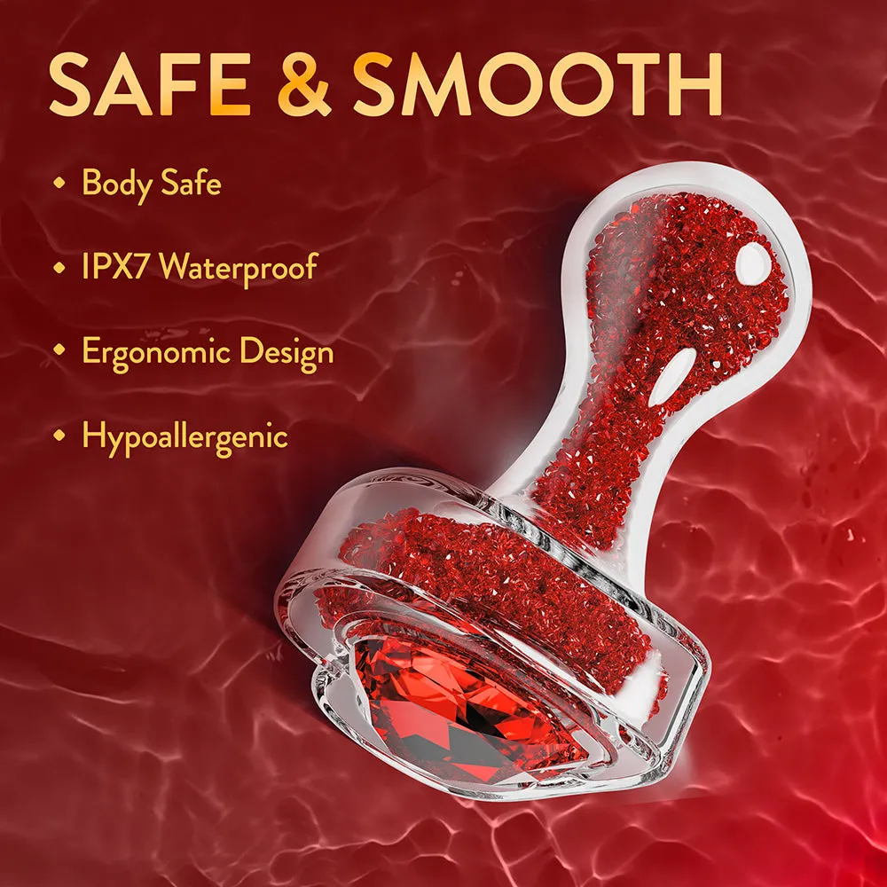 Lustre Glass Butt Plug with Gem Base & Red Crystals (Damaged Box)