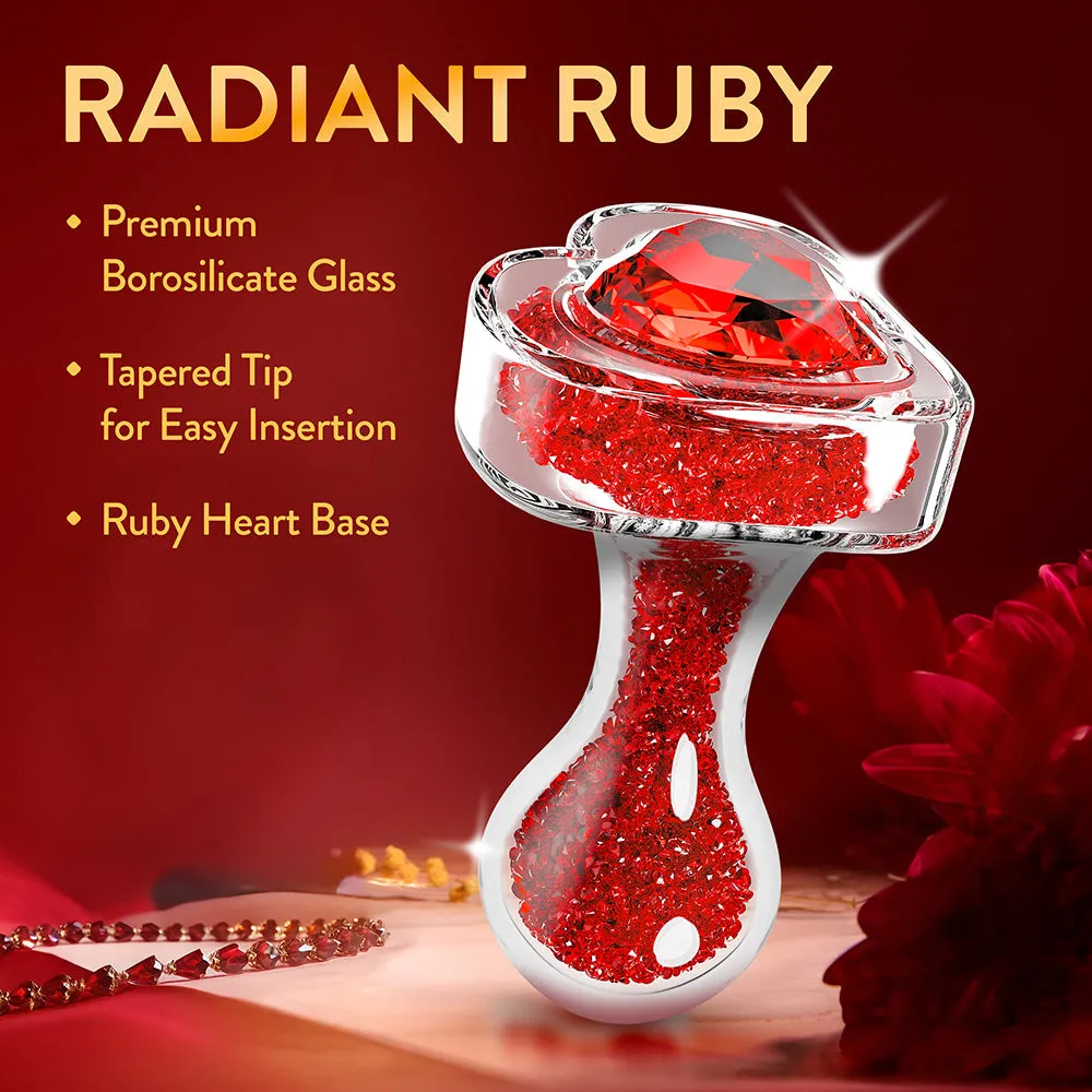 Lustre Glass Butt Plug with Gem Base & Red Crystals (Damaged Box)