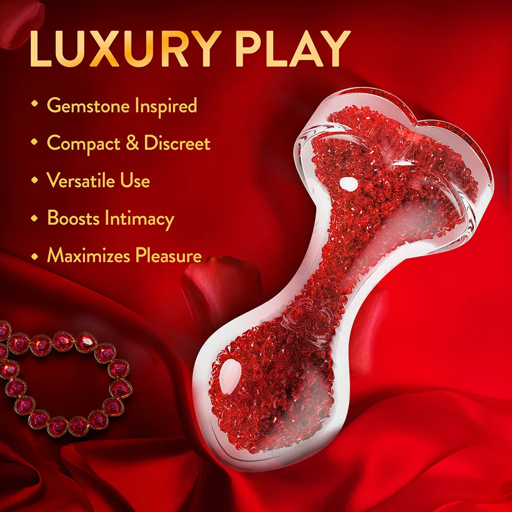 Lustre Glass Butt Plug with Gem Base & Red Crystals (Damaged Box)