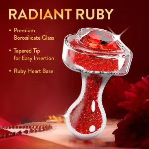 Lustre Glass Butt Plug with Gem Base & Red Crystals (Damaged Box)