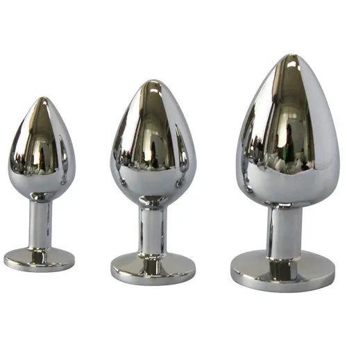 MEDIUM Metal Butt Plug Crystal Clear Gem 8cm