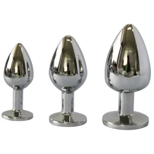 MEDIUM Metal Butt Plug Crystal Clear Gem 8cm