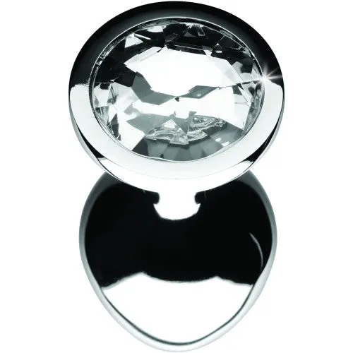 MEDIUM Metal Butt Plug Crystal Clear Gem 8cm