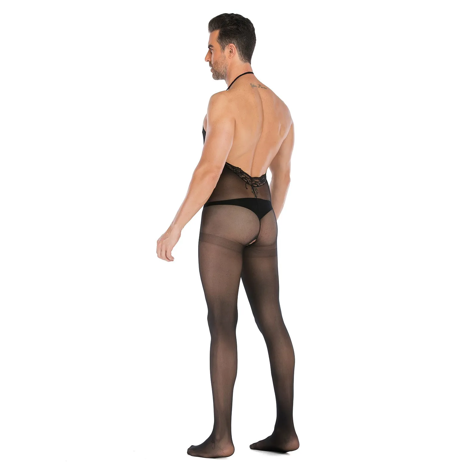Men's Underwear Solid Color Neck Open Range Jumpsuit