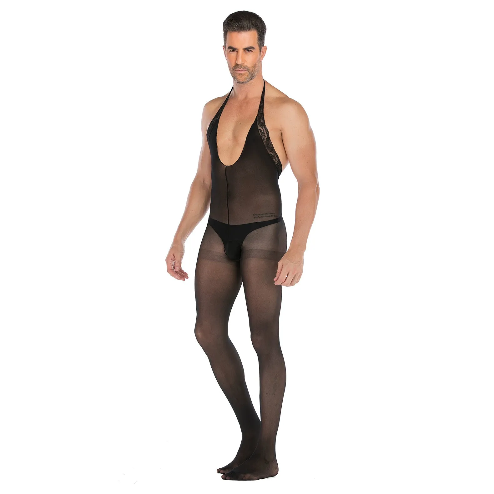 Men's Underwear Solid Color Neck Open Range Jumpsuit