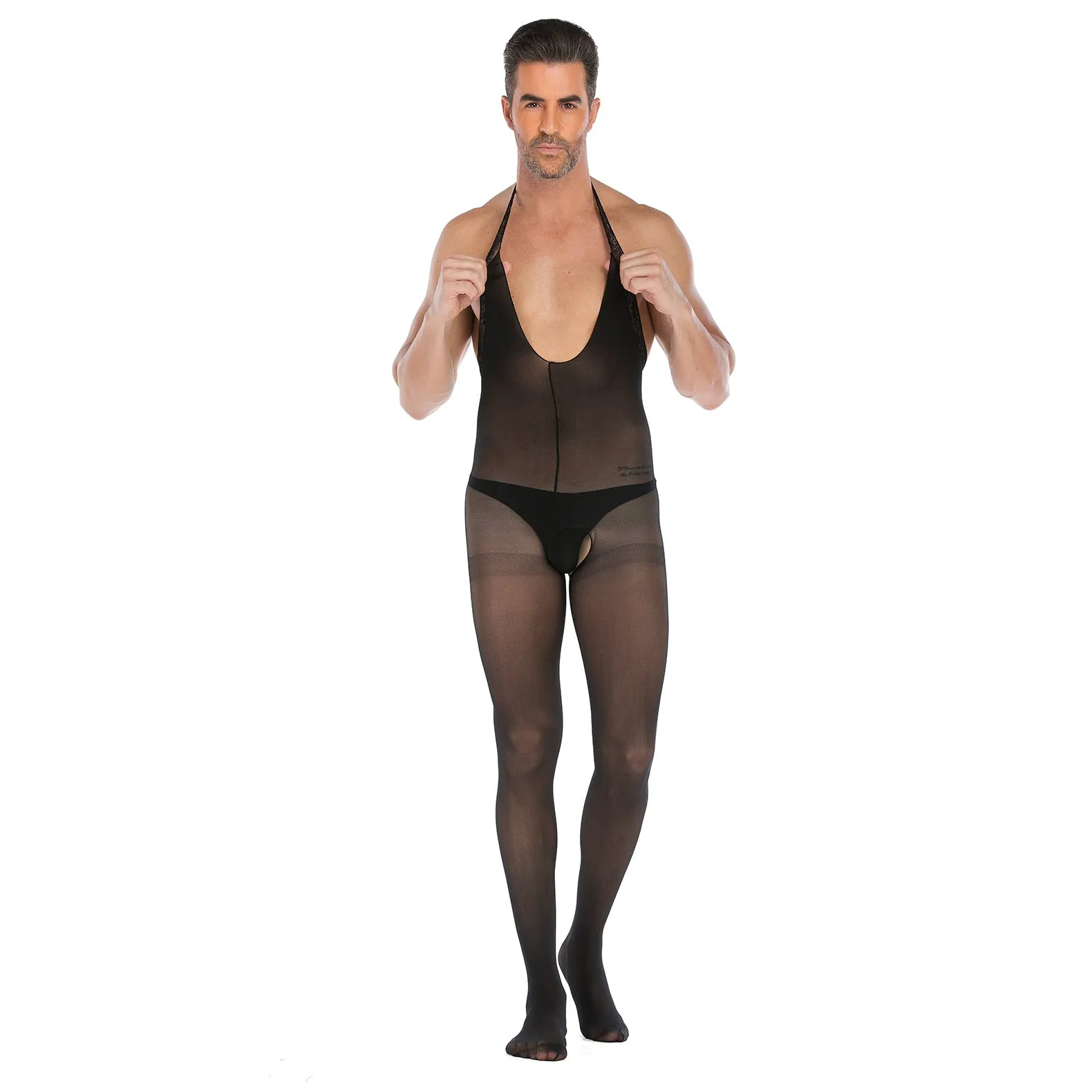 Men's Underwear Solid Color Neck Open Range Jumpsuit