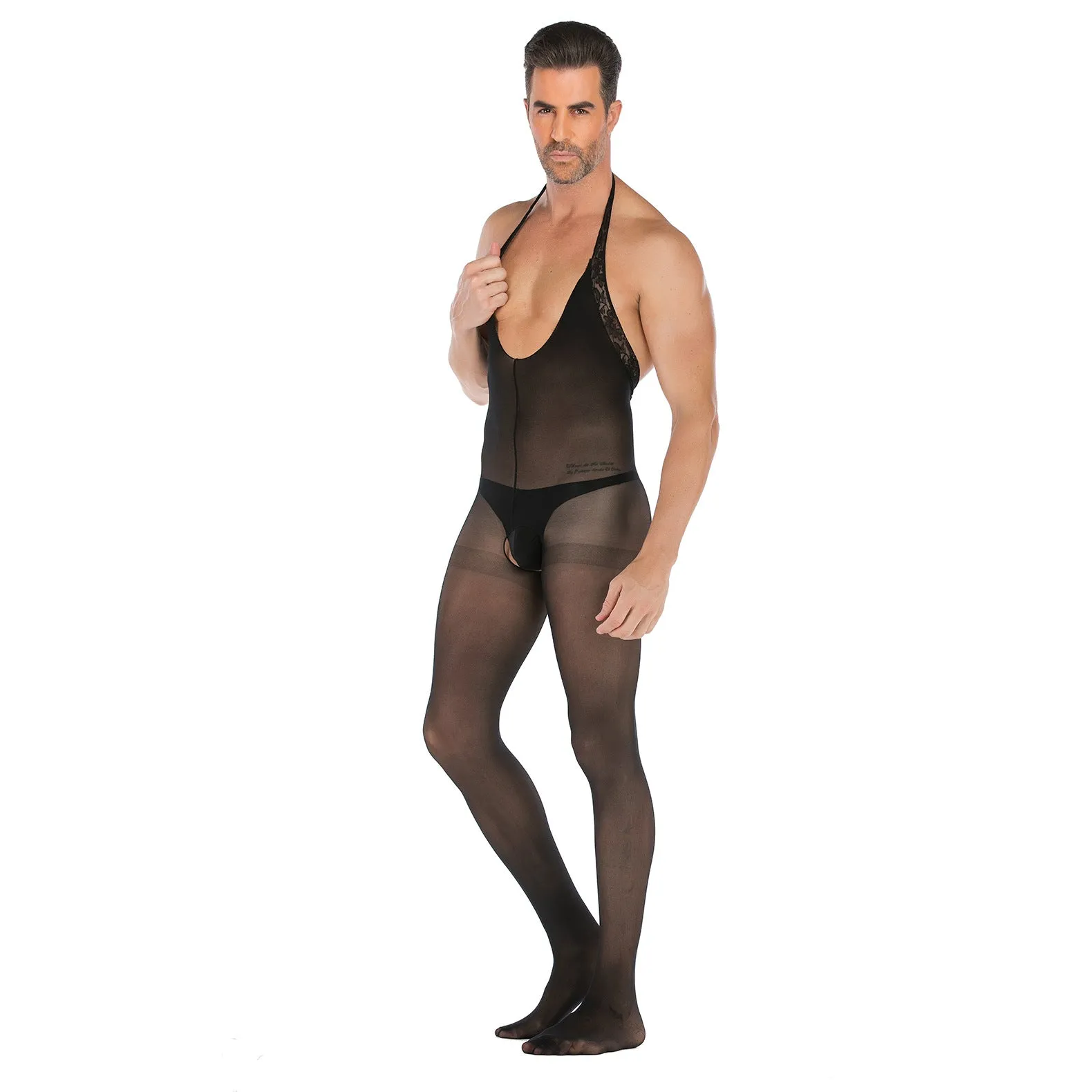 Men's Underwear Solid Color Neck Open Range Jumpsuit